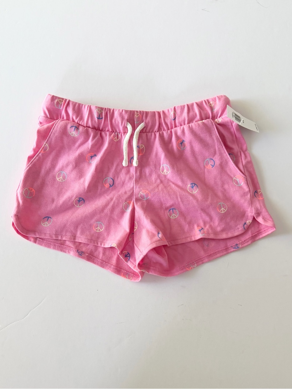 Pink Peace Sign Drawstring Shorts